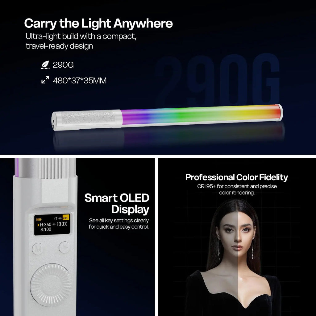 HIFFIN HF-225 RGB LED Stick Light 10W with RGB CCT HSI Mode Hiffin