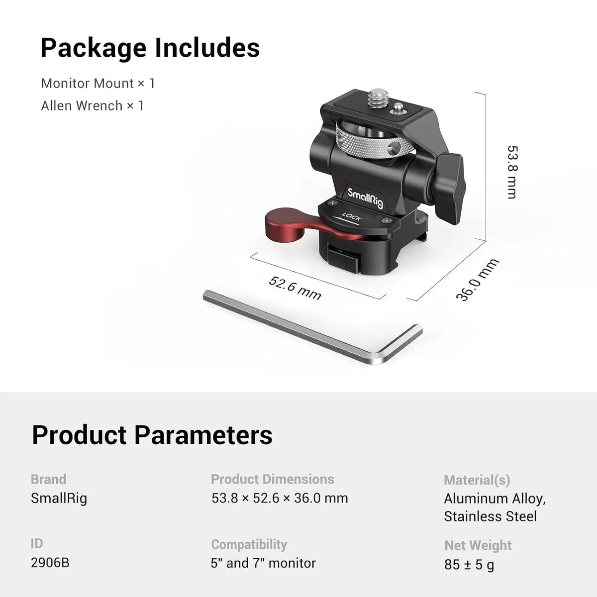 SmallRig Field Monitor Mount Holder with NATO Clamp 2906B SMALLRIG