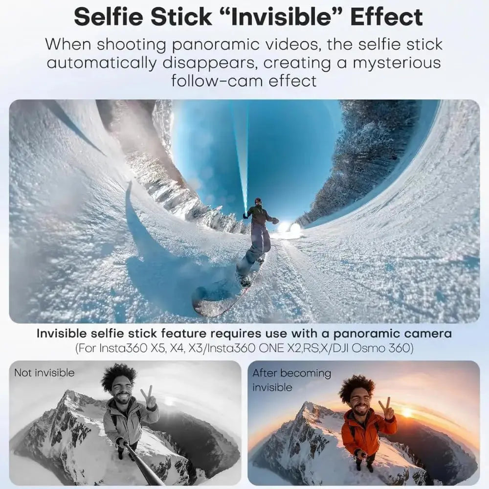 TEKTONIC 120cm Invisible Selfie Stick for Action Cameras Extendable Monopod TEKTONIC