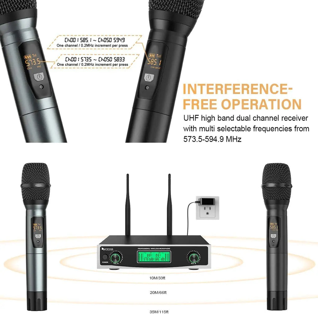 FIFINE K040 Dual Wireless Handheld Microphone System | UHF Cordless Dynamic Microphones with Dual-Channel Receiver Fifine