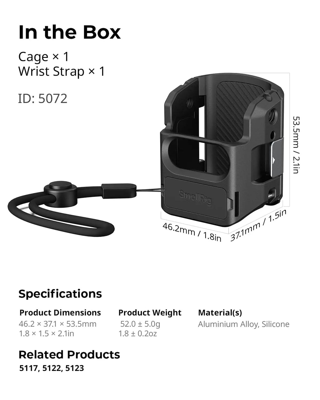 SmallRig Expansion Adapter for DJI Osmo Pocket 3 Aluminium Protective Cage 5072 SMALLRIG