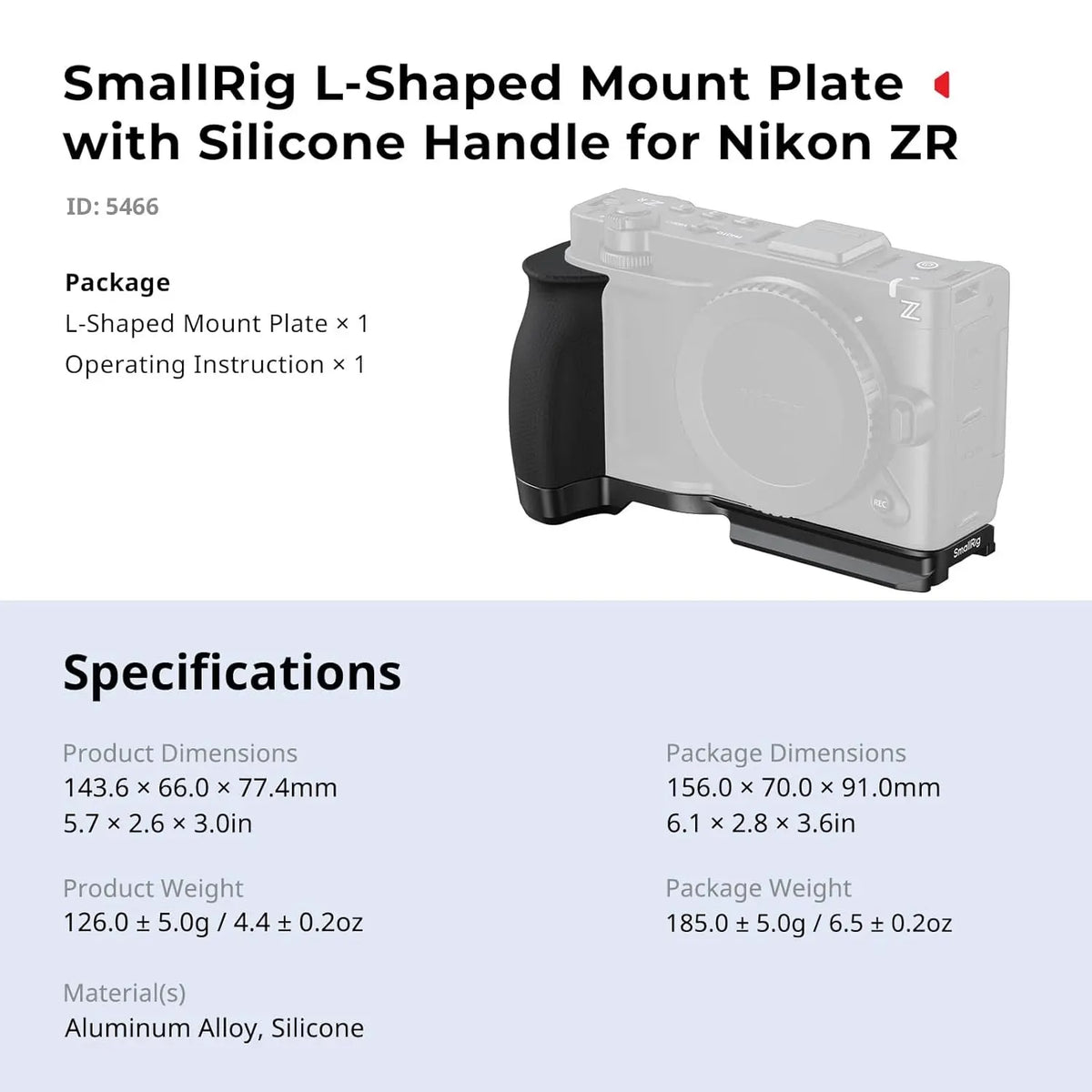 SmallRig L-Shape Handle for Nikon ZR 5466 SMALLRIG