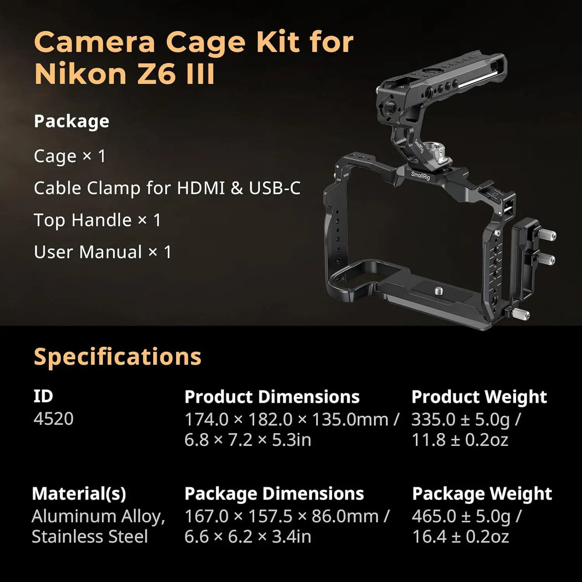 SmallRig Z6 III Camera Cage Kit 4520 for Nikon Z6 III SMALLRIG
