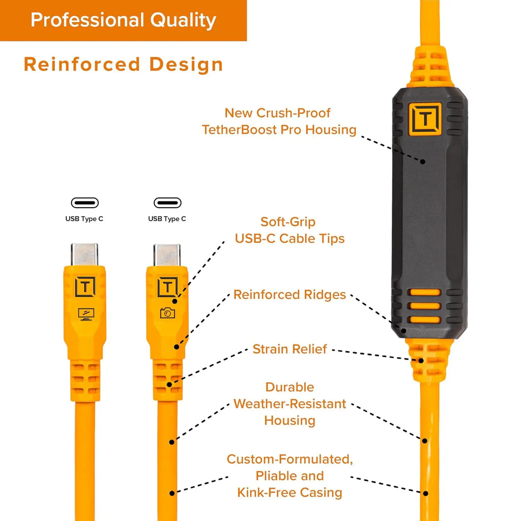 Tether Tools TetherPro Optima 10G USB-C Cable 15ft Tether Tools