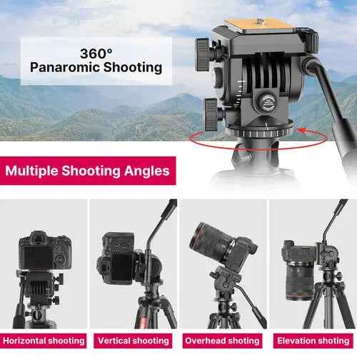 Ulanzi VT02 Heavy Duty Camera Video Tripod with Fluid Head for DSLR & Camcorder