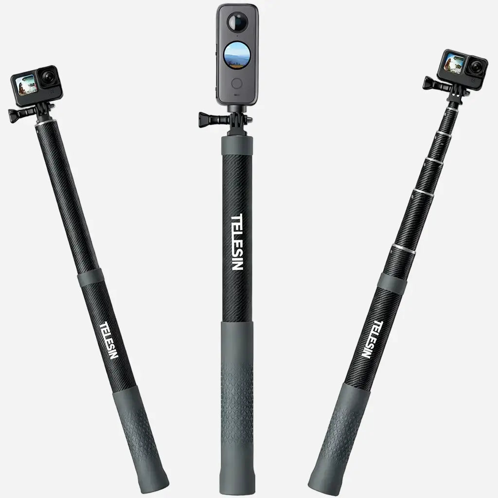 TELESIN G3 Carbon Fiber 3m Selfie Stick for Action Cameras TELESIN