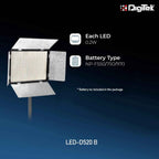 Digitek LED-D520B 37W Dual Color Video Light with Barn Doors