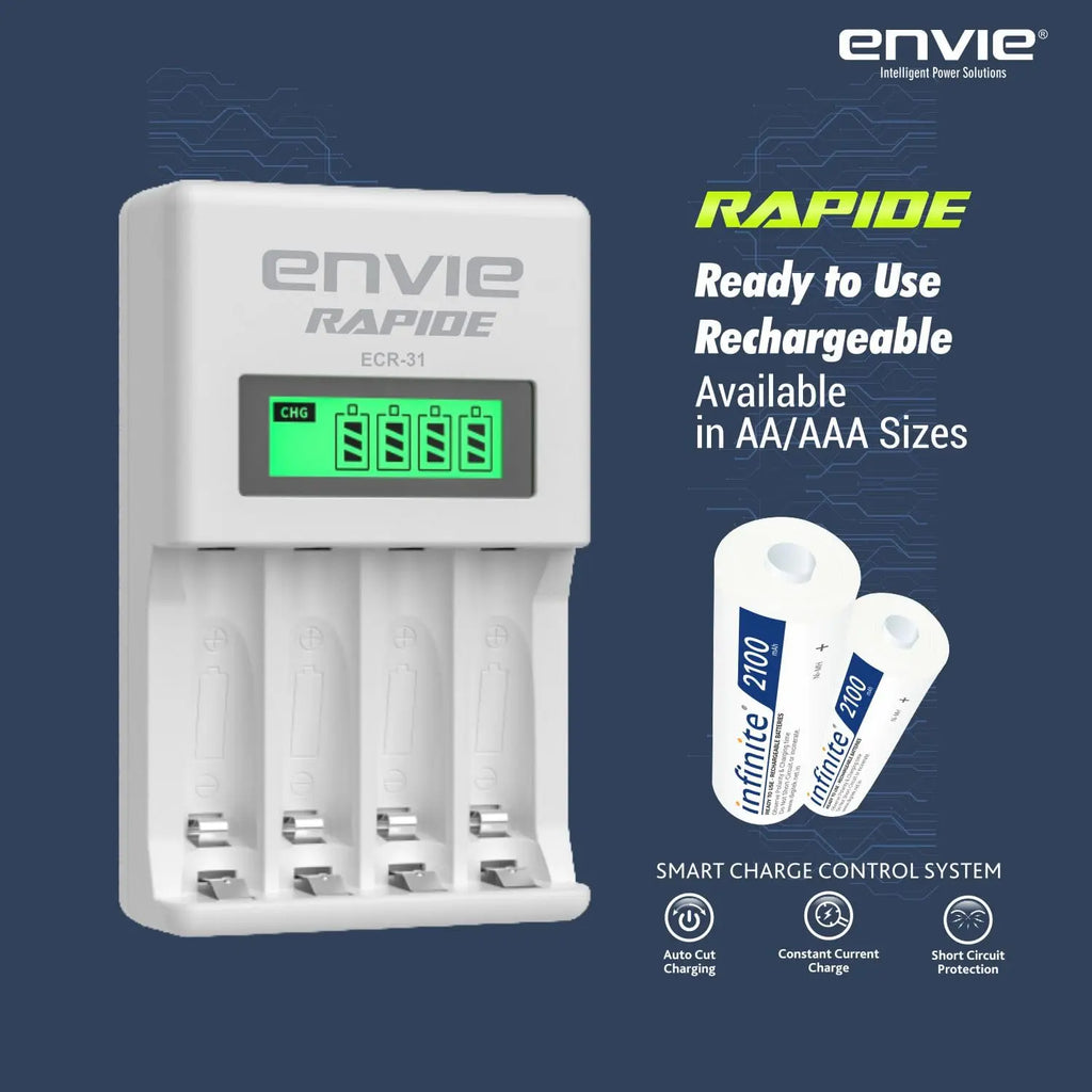 ENVIE ECR31 Ultra-Fast AA & AAA Battery Charger ENVIE