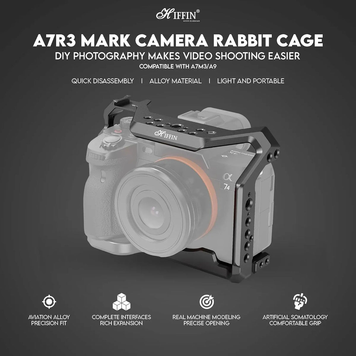 HIFFIN A7R3 Metal Camera Cage for Sony A7 Series HIFFIN