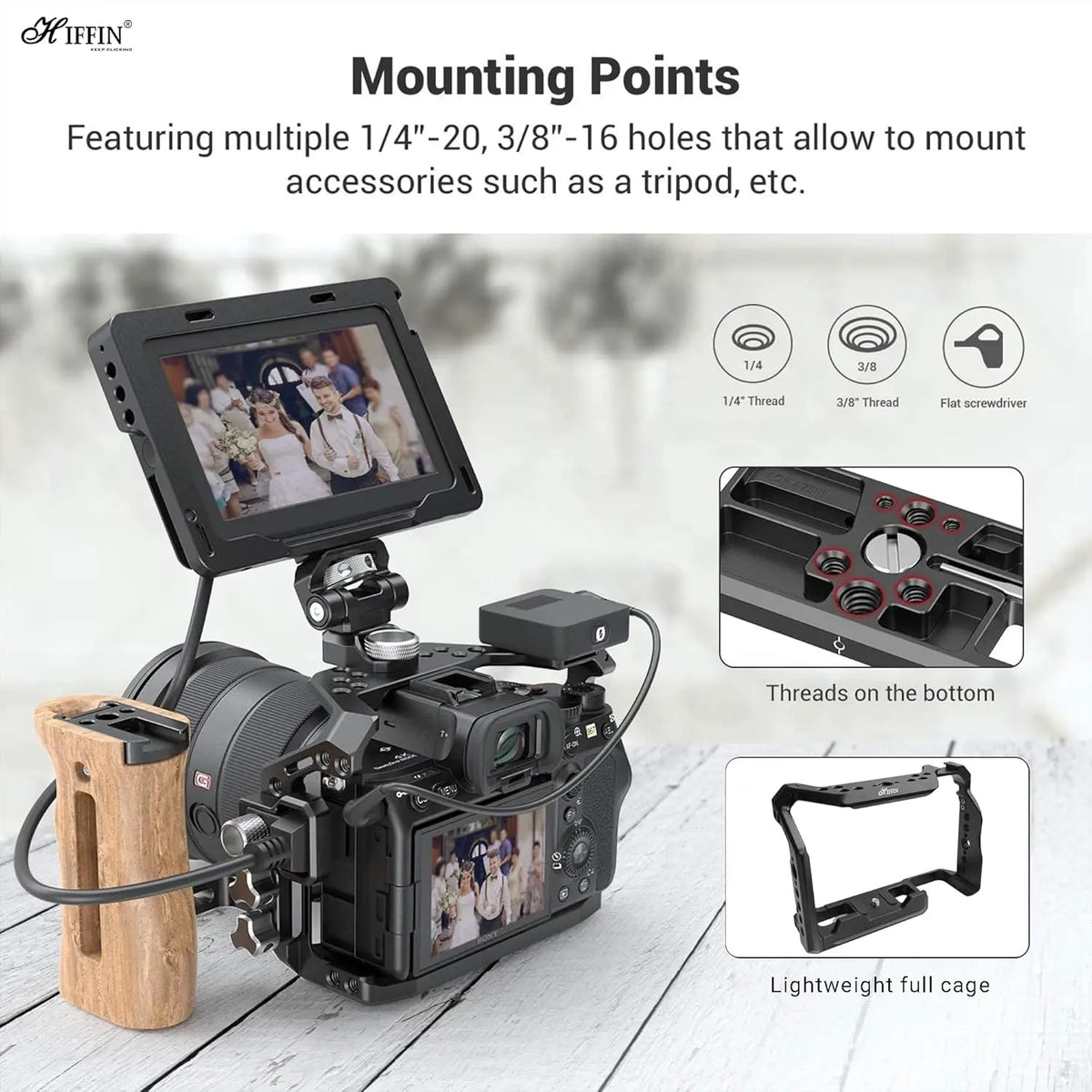 HIFFIN A7R3 Metal Camera Cage for Sony A7 Series HIFFIN