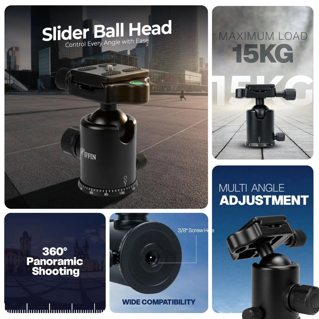 HIFFIN 360 Metal Ball Head with Quick Release Plate HIFFIN