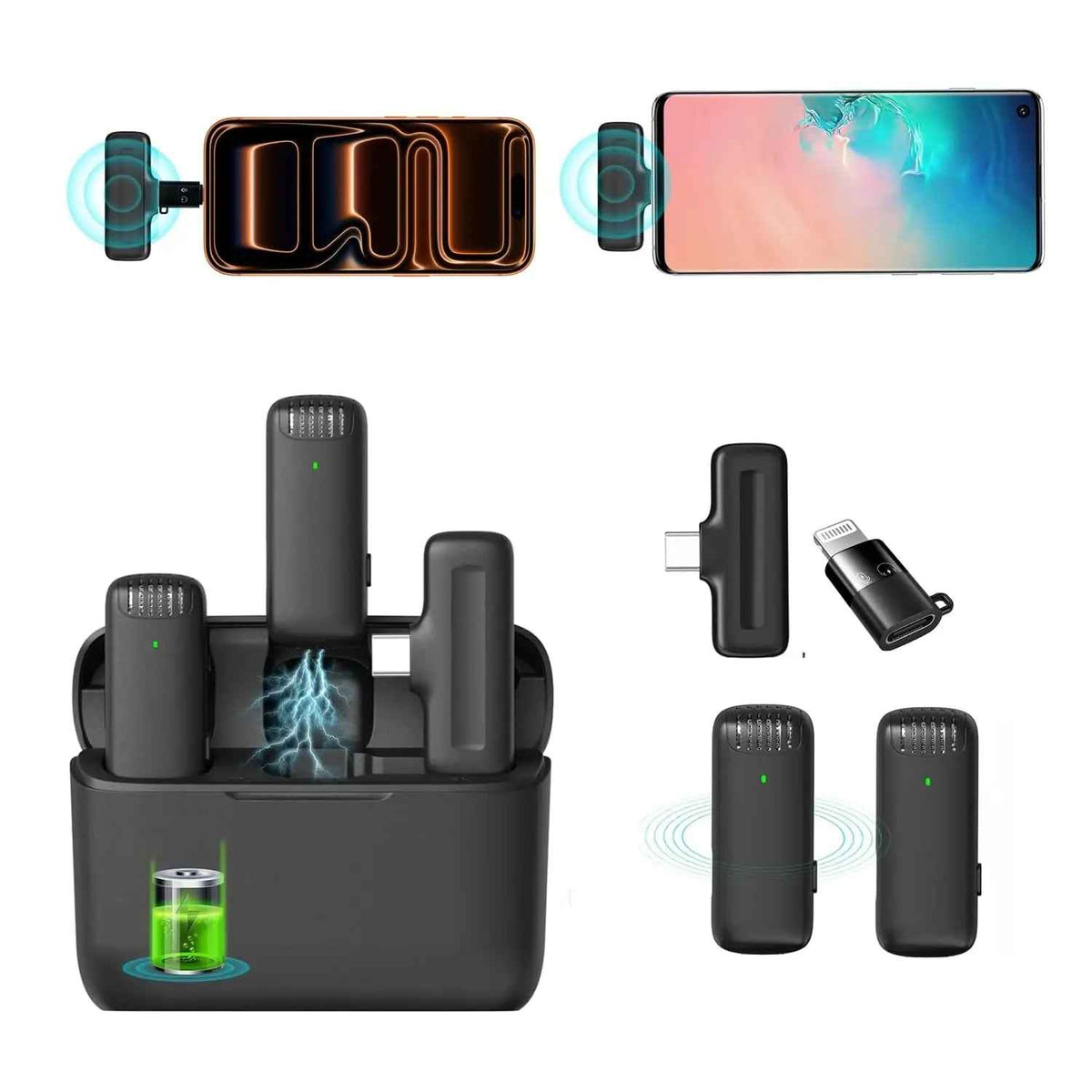 Hiffin x Ulanzi J12 Wireless Lavalier Mic 2-in-1 USB-C & iPhone Microphone