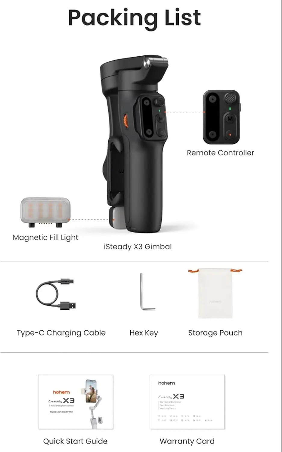 Hohem iSteady X3 AI 3-Axis Smartphone Gimbal-Black Hohem
