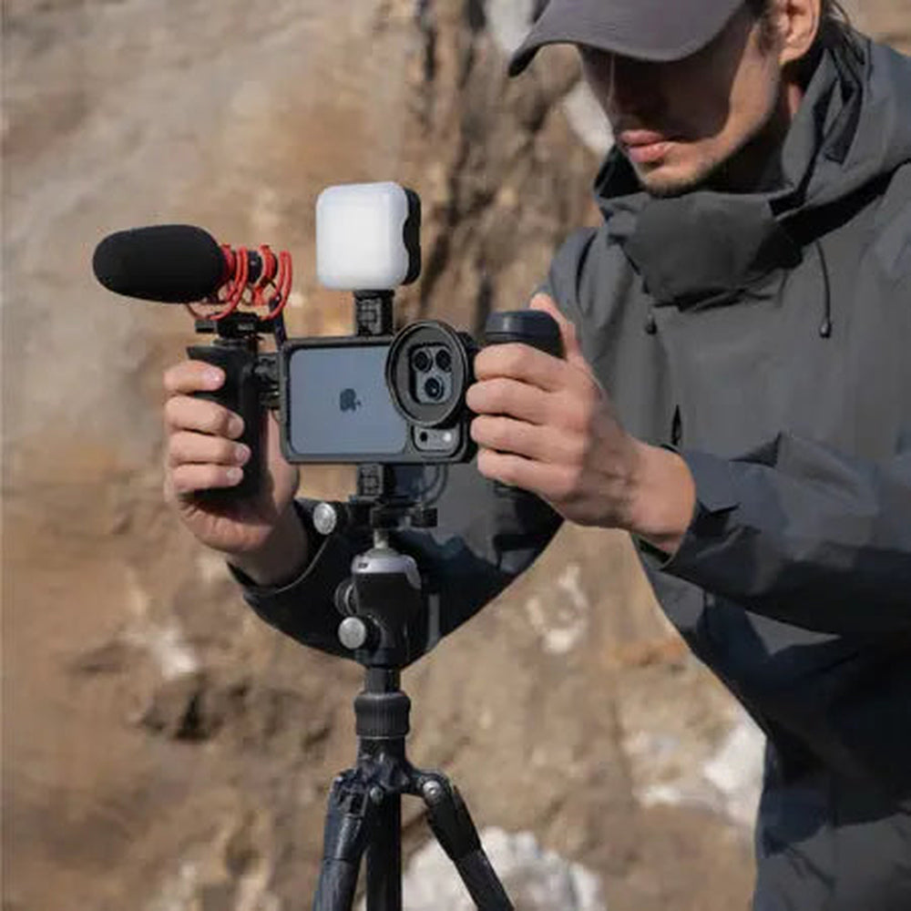 PGYTECH ProShot video cage kit for iPhone 17 Pro Max in use