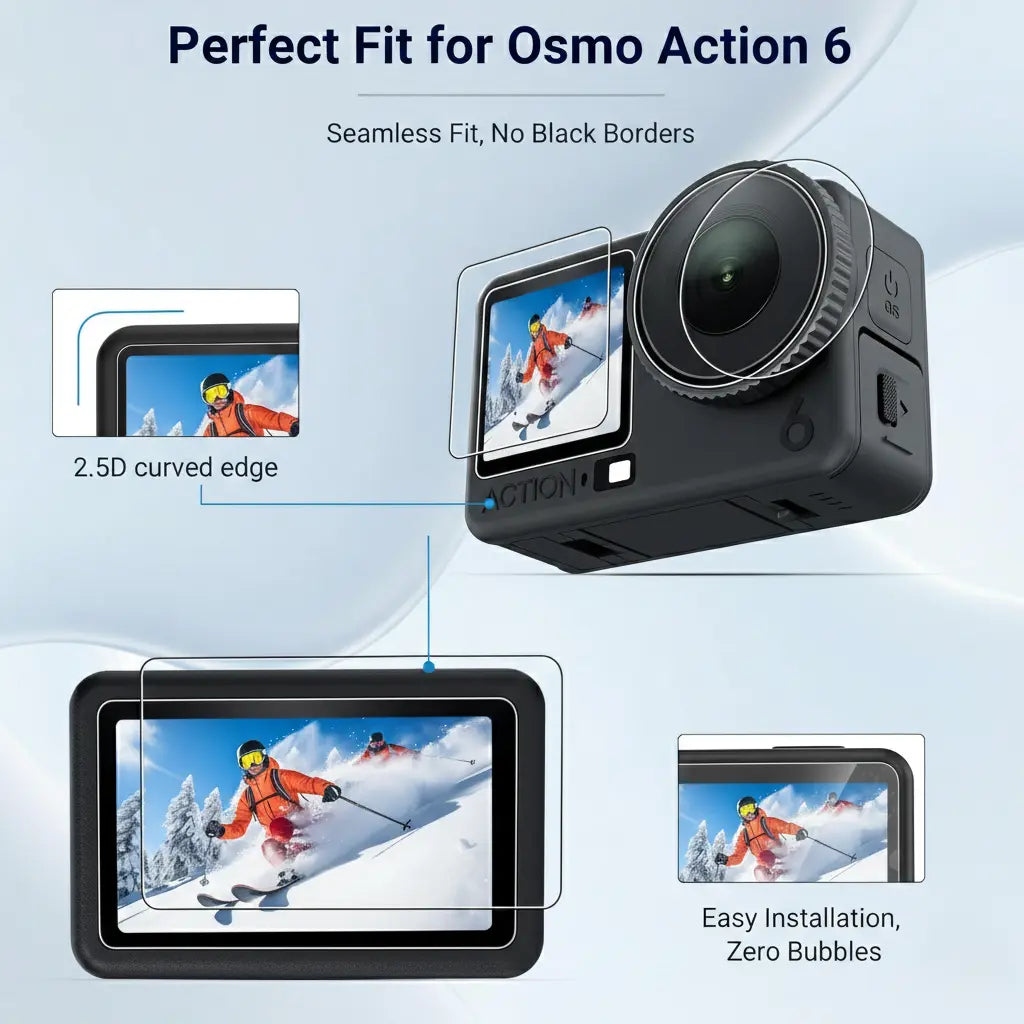 TEKTONIC Tempered Glass Screen Protector Compatible with DJI Osmo Action 6, 9H Hardness Royale Device