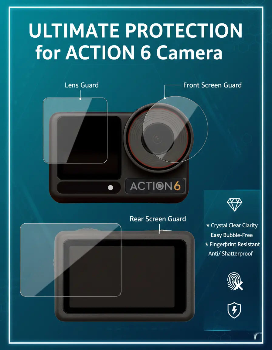 TEKTONIC Tempered Glass Screen Protector Compatible with DJI Osmo Action 6, 9H Hardness TEKTONIC