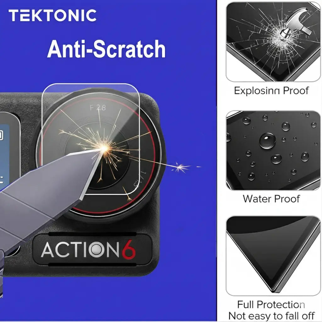 TEKTONIC Tempered Glass Screen Protector Compatible with DJI Osmo Action 6, 9H Hardness Royale Device