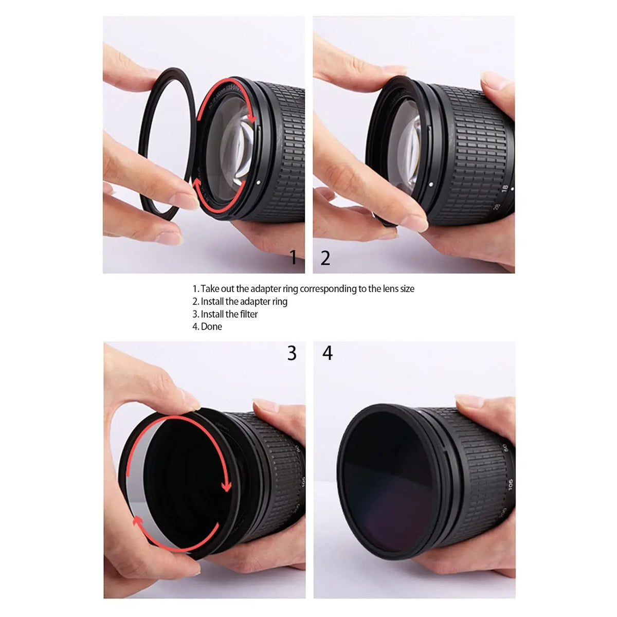 Step Up Ring Filter Adapter for UV ND CPL Filters Haida