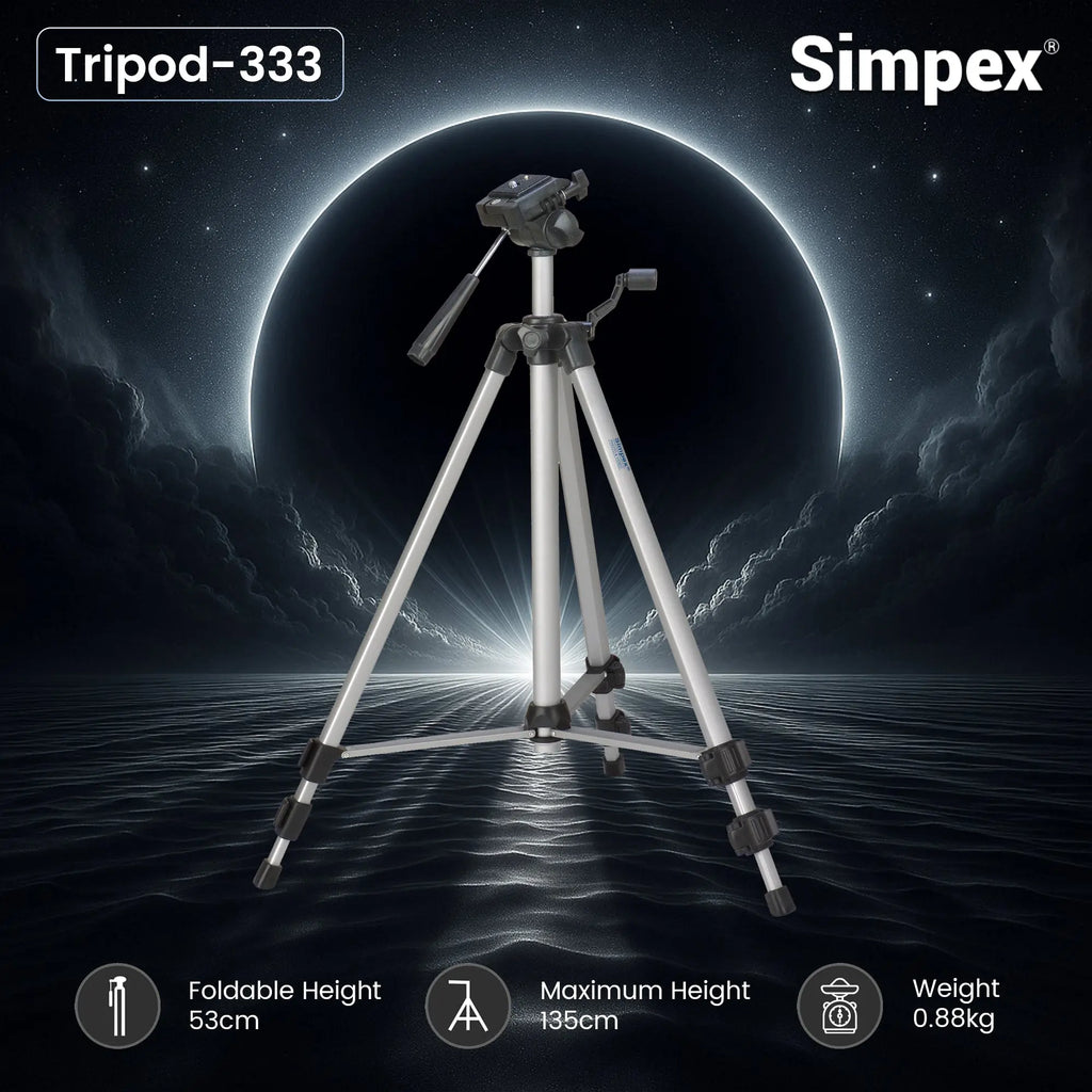 Simpex 333 Camera Tripod with Pan Head (Black) Simpex