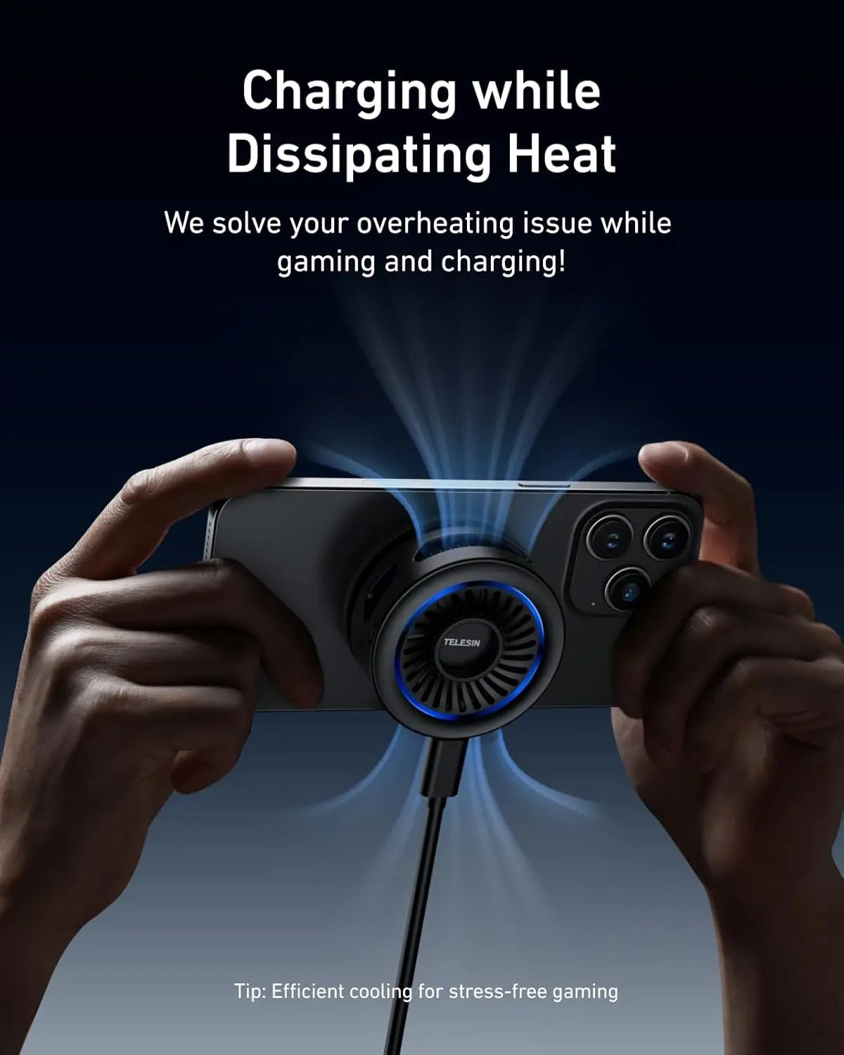 TELESIN Magnetic Phone Cooler Pro for Gaming & Streaming TELESIN