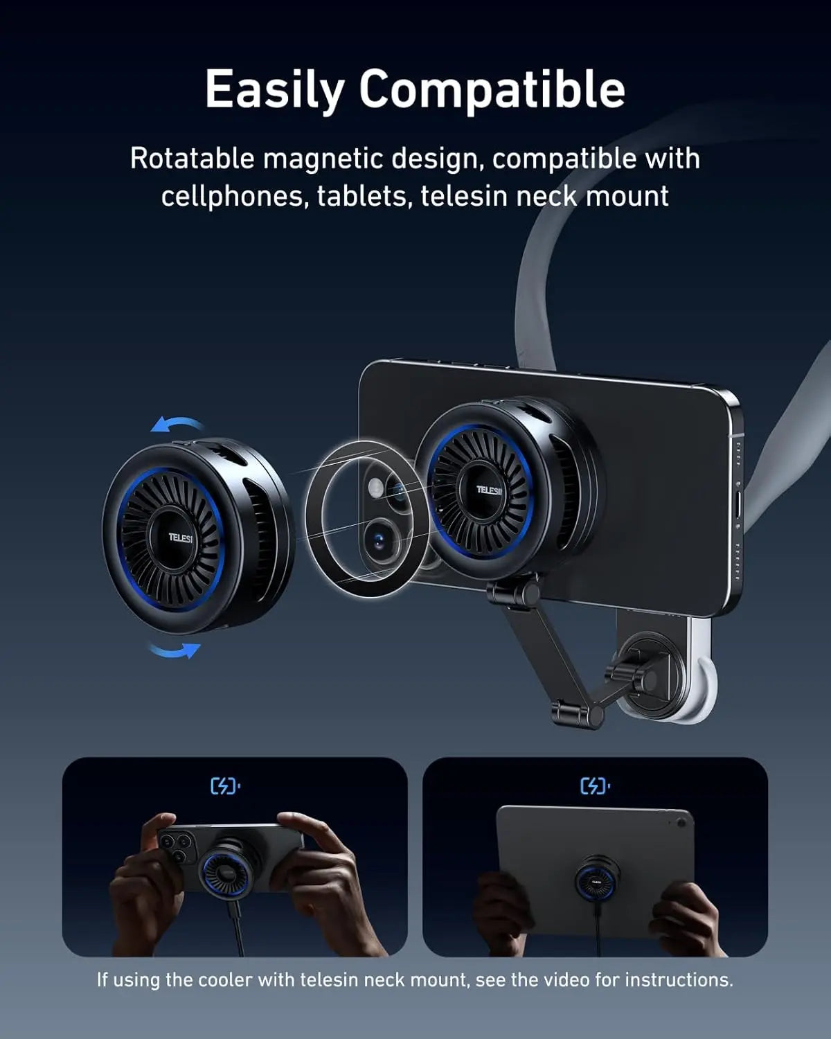TELESIN Magnetic Phone Cooler Pro for Gaming & Streaming TELESIN