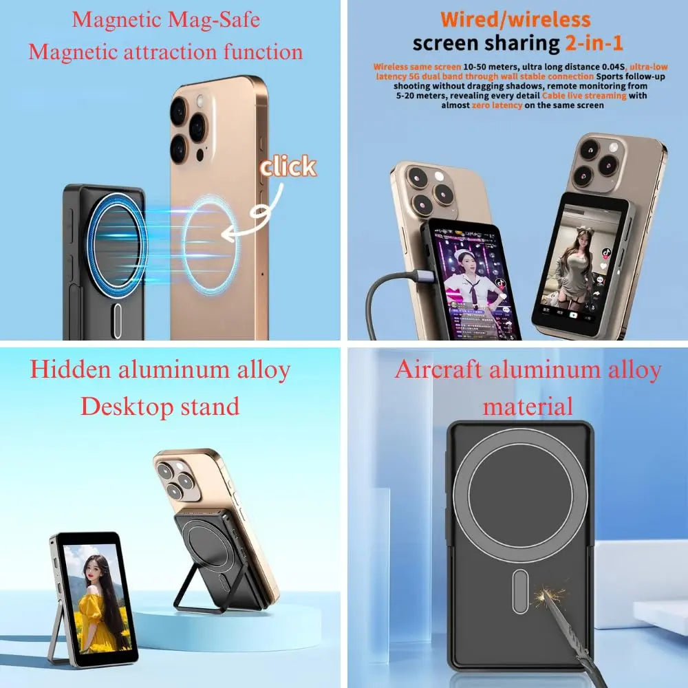 TEKTONIC TSM-40-BL 1080P HD Magnetic Selfie Monitor for Phone TEKTONIC