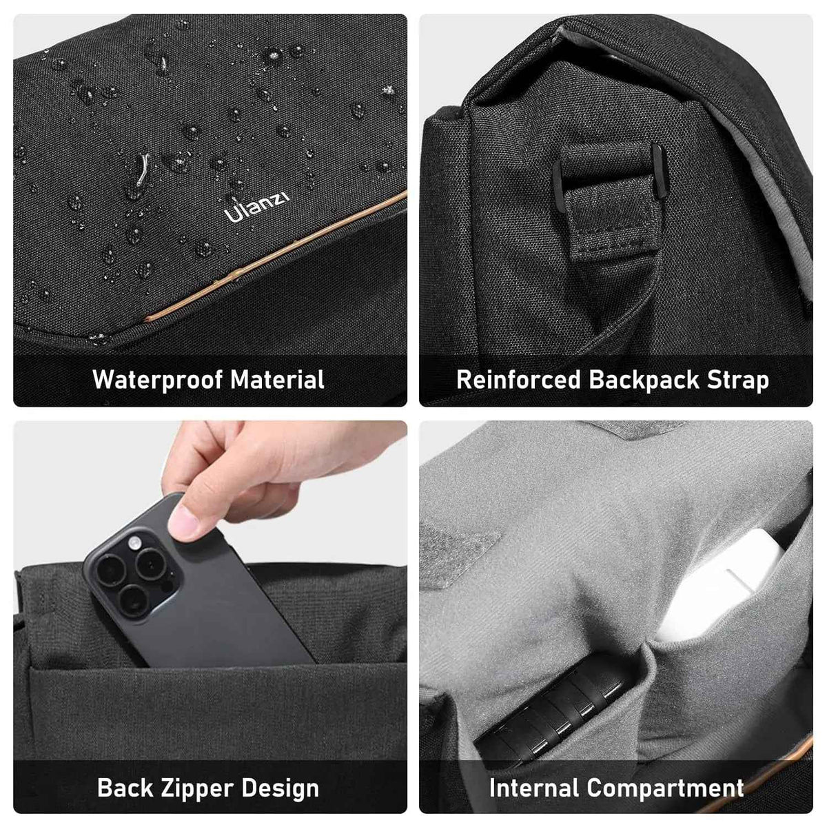 ULANZI Camera Bag Professional DSLR Crossbody Case (Black)