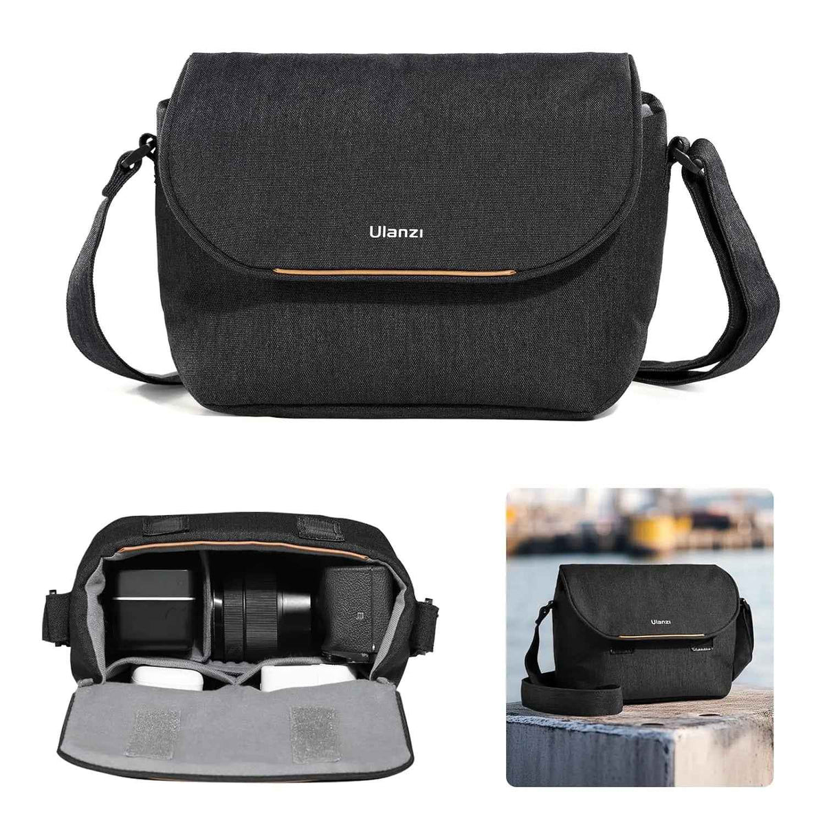 ULANZI Camera Bag Professional DSLR Crossbody Case (Black)