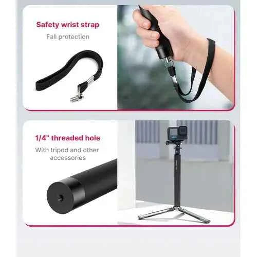 ULANZI MT-58 Extendable Selfie Stick 1/4" Thread Mount, 4ft Lightweight Handle