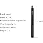 ULANZI MT-58 Extendable Selfie Stick 1/4" Thread Mount, 4ft Lightweight Handle