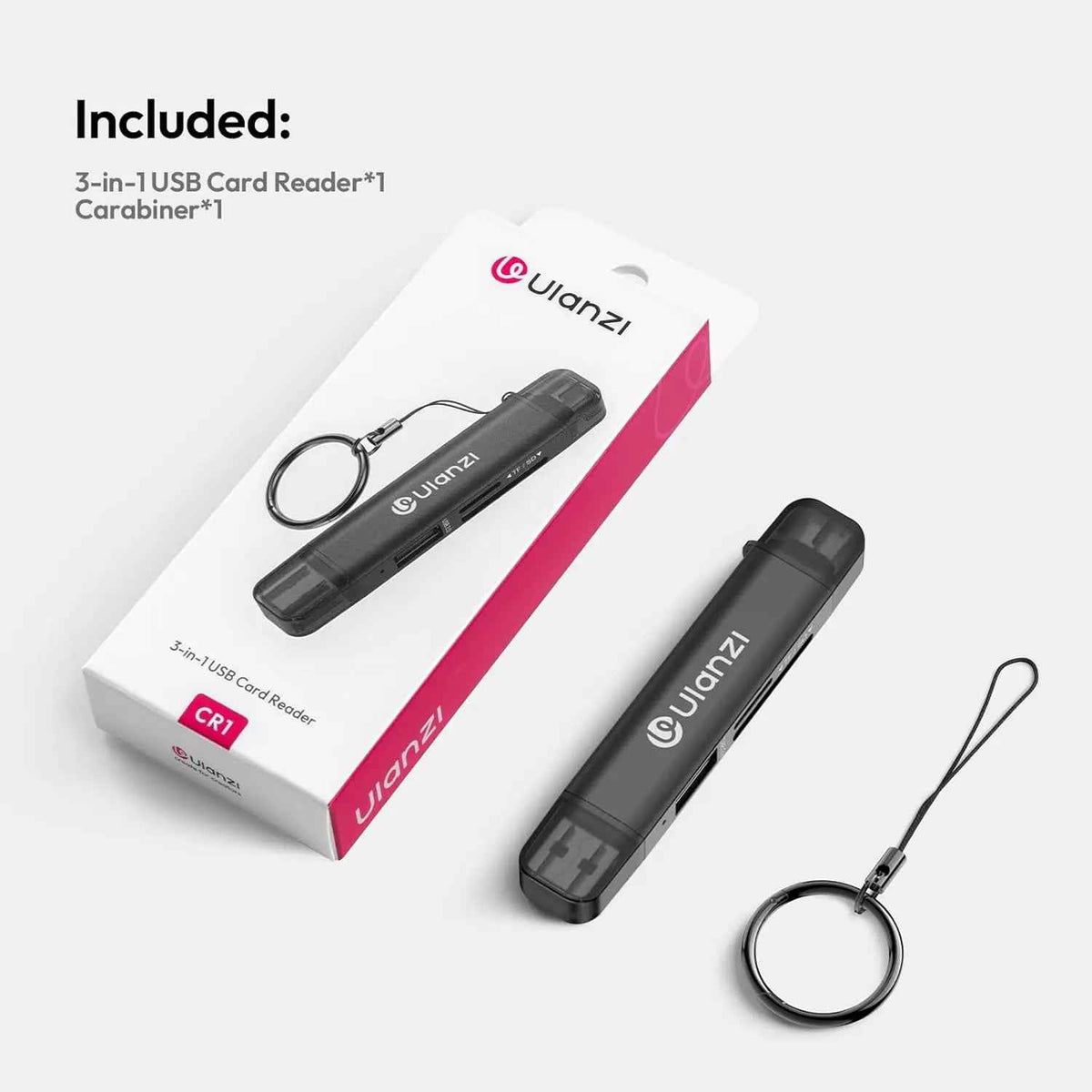 ULANZI CRI1 3-in-1 USB 3.1 Card Reader SD/TF, Dual USB-C/A, 170MB/s