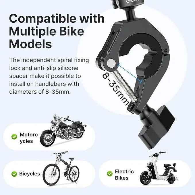 Ulanzi CM025 Bike & Motorcycle Handlebar Mount for Action Cameras