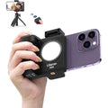 Ulanzi CG02 smartphone camera grip with built-in LED fill light and Bluetooth wireless shutter for mobile content creation