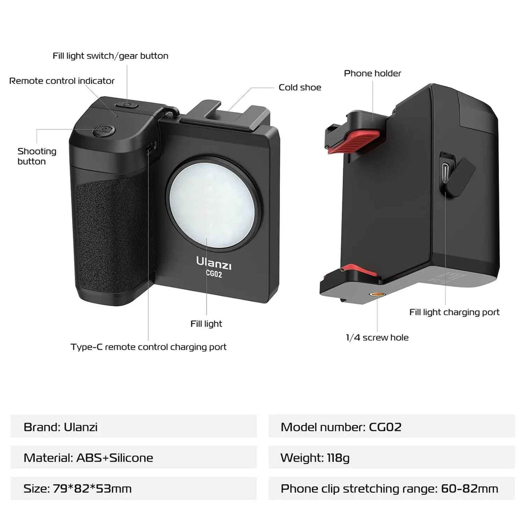 Ulanzi CG02 Smartphone Camera Grip with Bluetooth & Light