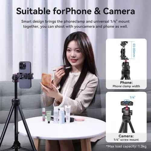Ulanzi TT51 Portable Tripod Stand with 360° Ball Head & Phone Holder