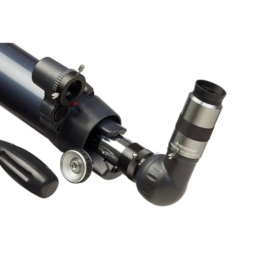 Celestron Omni 40mm eyepiece installed in a telescope diagonal