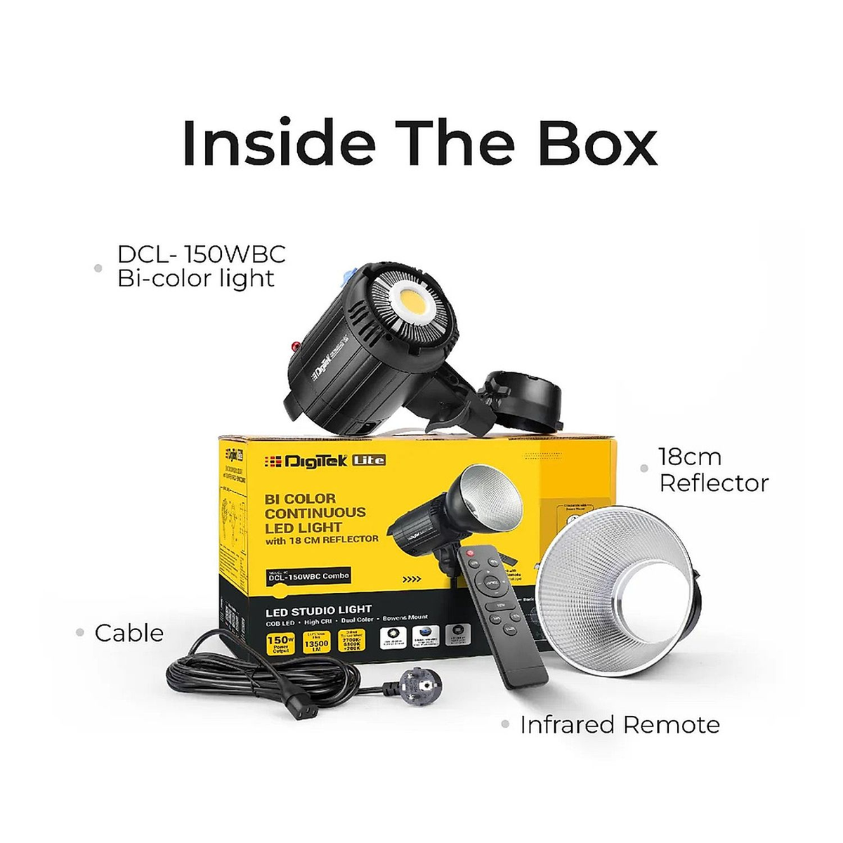 Digitek DCL-150WBC LED light box contents