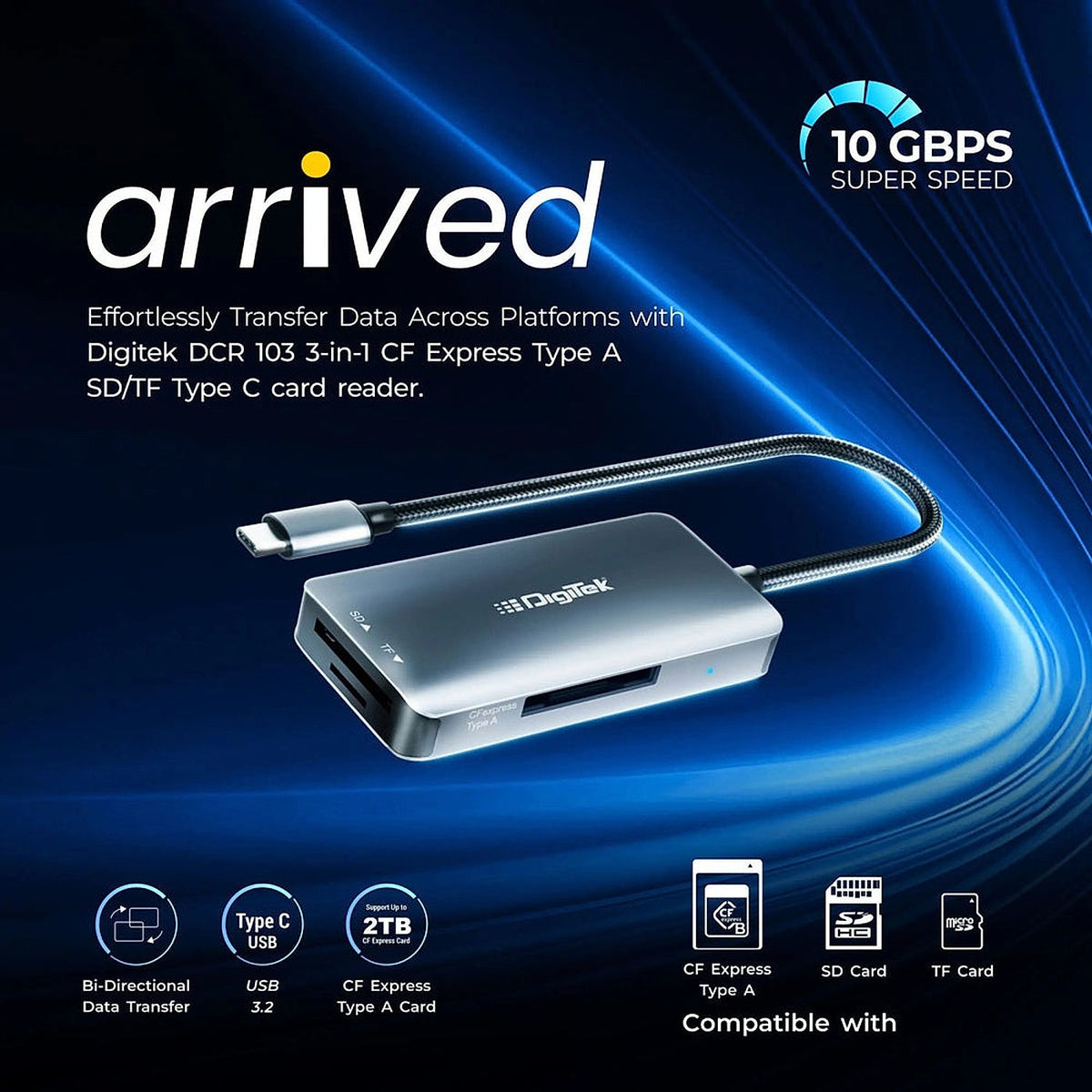 Digitek DCR-103 CFA 3-in-1 Type-C Card Reader alternate view