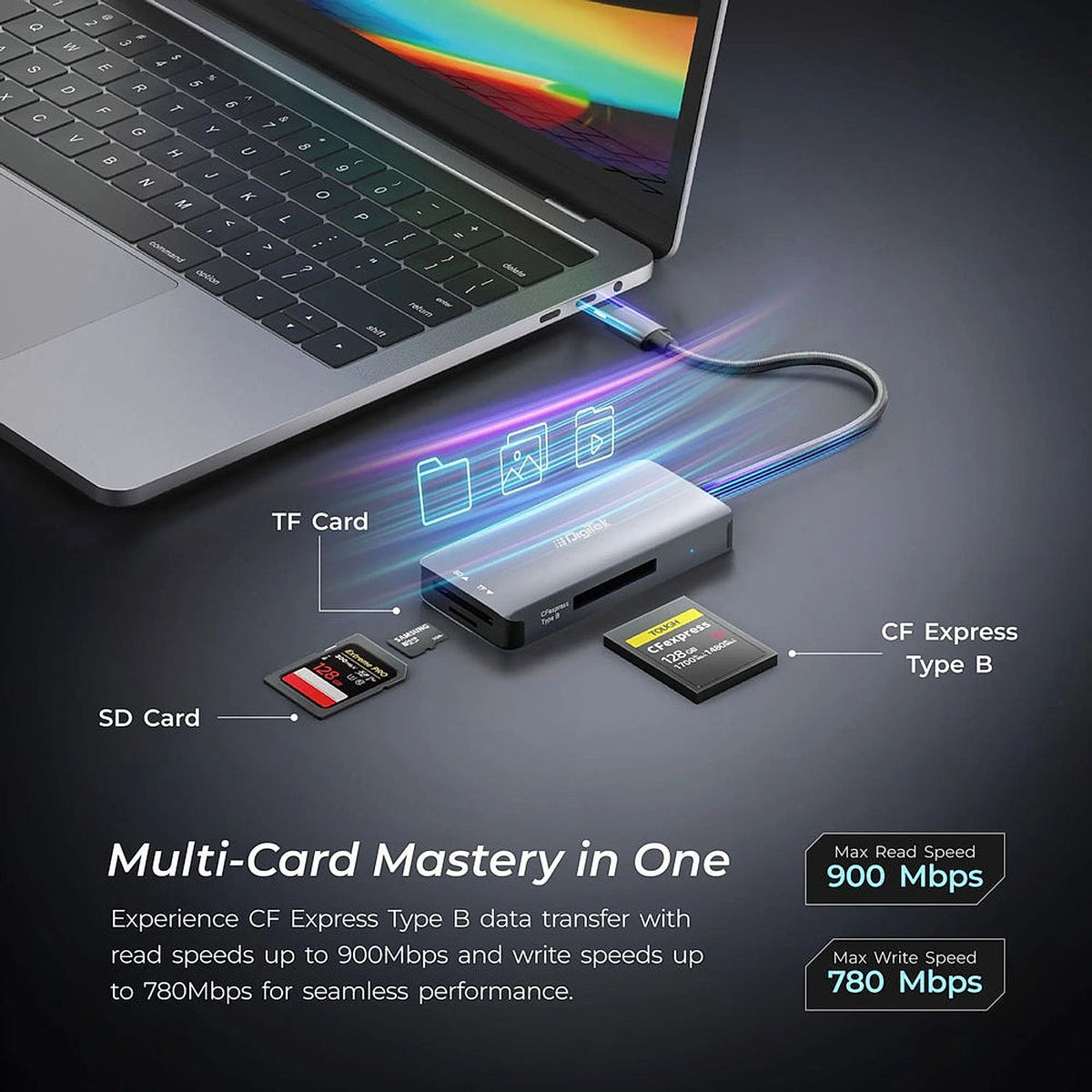 Digitek DCR-104 CFB CFexpress and SD USB 3.2 Card Reader product detail