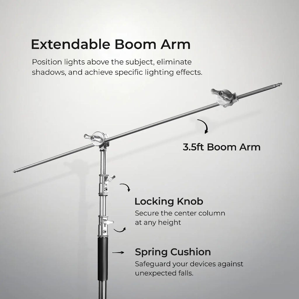 Digitek DCST 340 boom arm, locking knob and spring cushion details