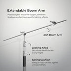 Digitek DCST 340 boom arm, locking knob and spring cushion details
