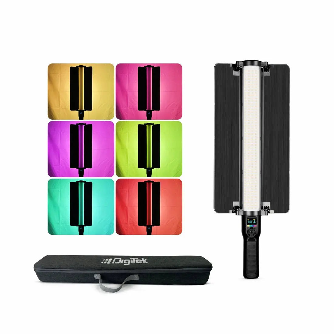 Digitek DSL-600 RGB handheld LED video stick light with barn doors