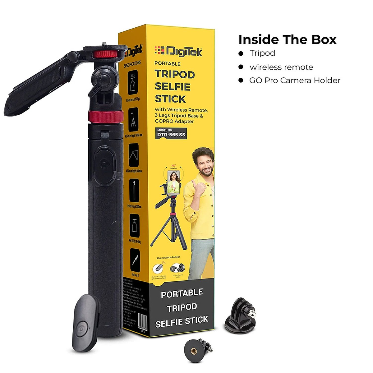 Digitek DTR 565 SS tripod selfie stick feature view
