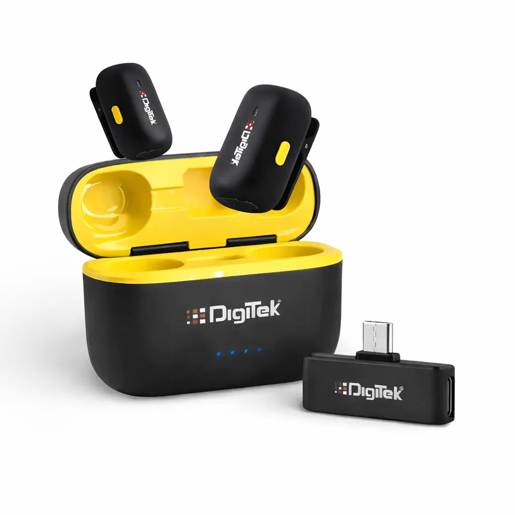 Digitek DWM-103 Mini wireless microphone with charging case and USB-C receiver