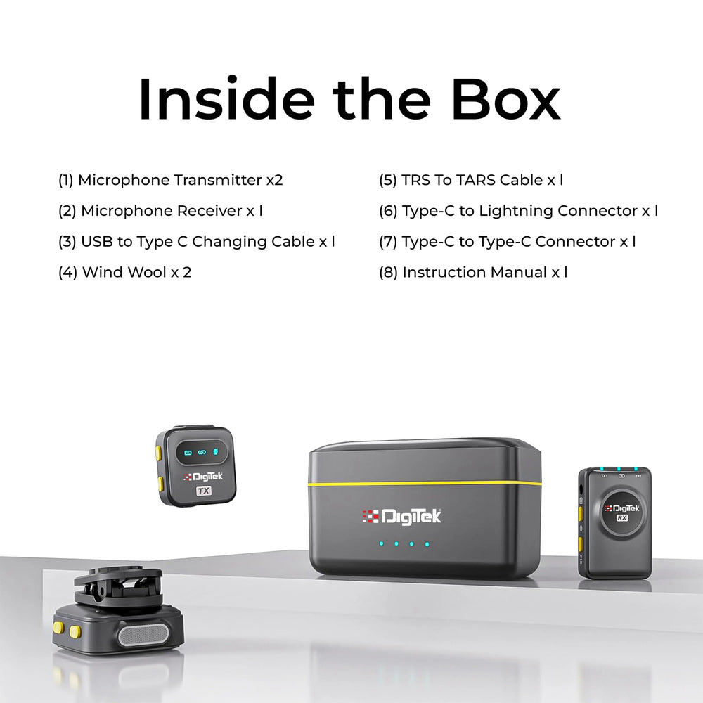 Digitek DWM-118 wireless microphone box contents