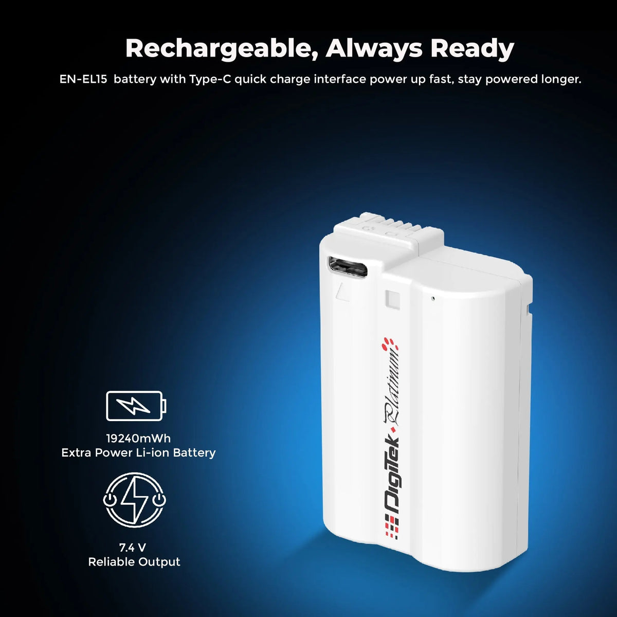 Digitek Platinum EN-EL15 rechargeable battery manufacturer voltage and capacity information