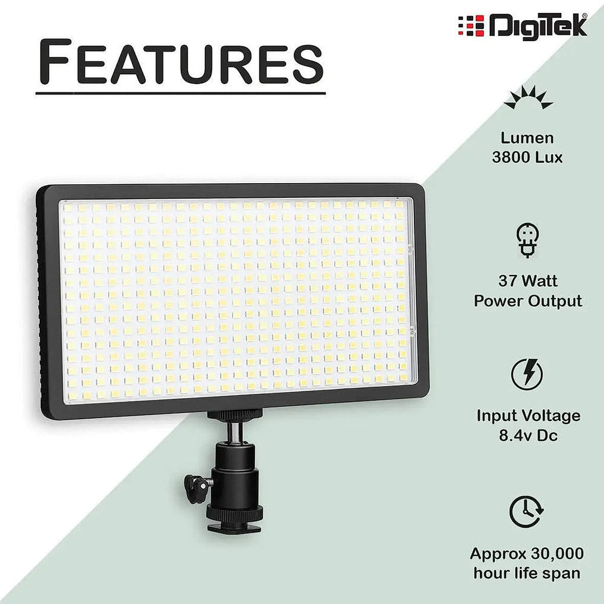 Digitek LED D416 professional video light alternate view