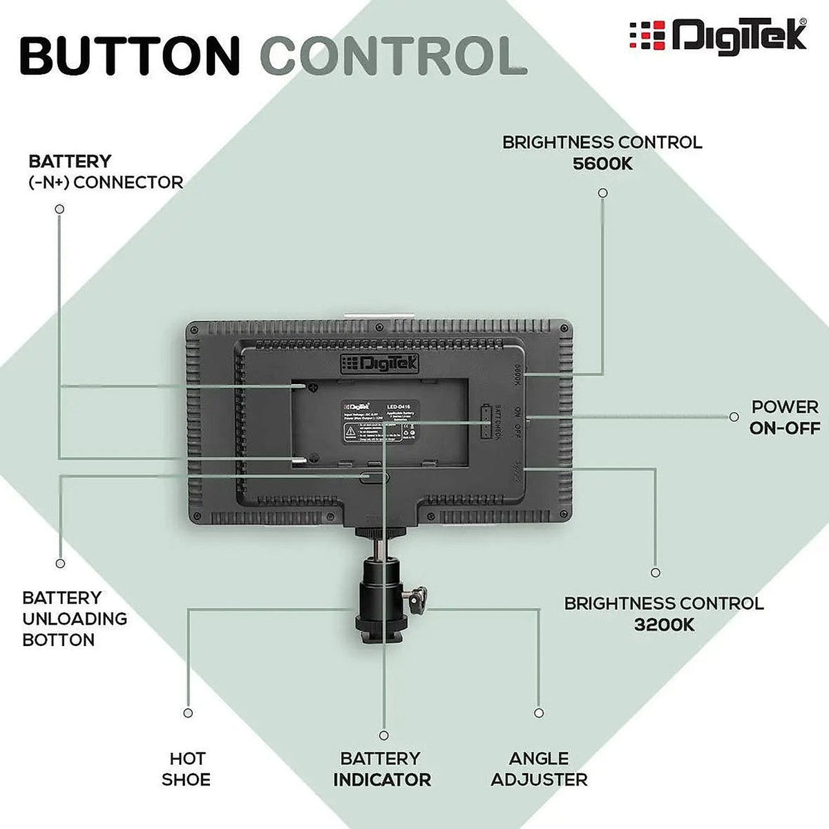 Digitek LED D416 professional video light feature view