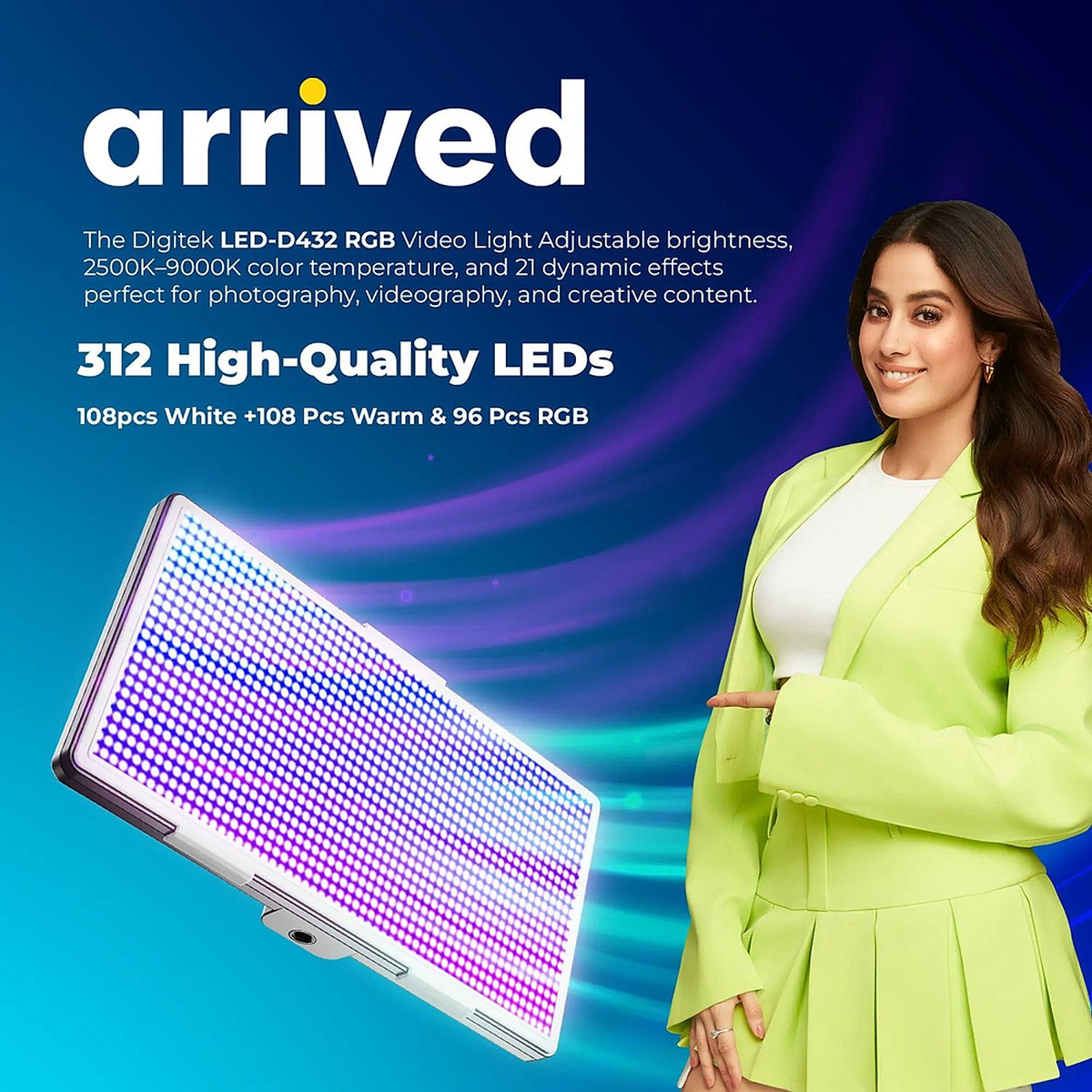 Digitek LED-D432 RGB video light alternate view