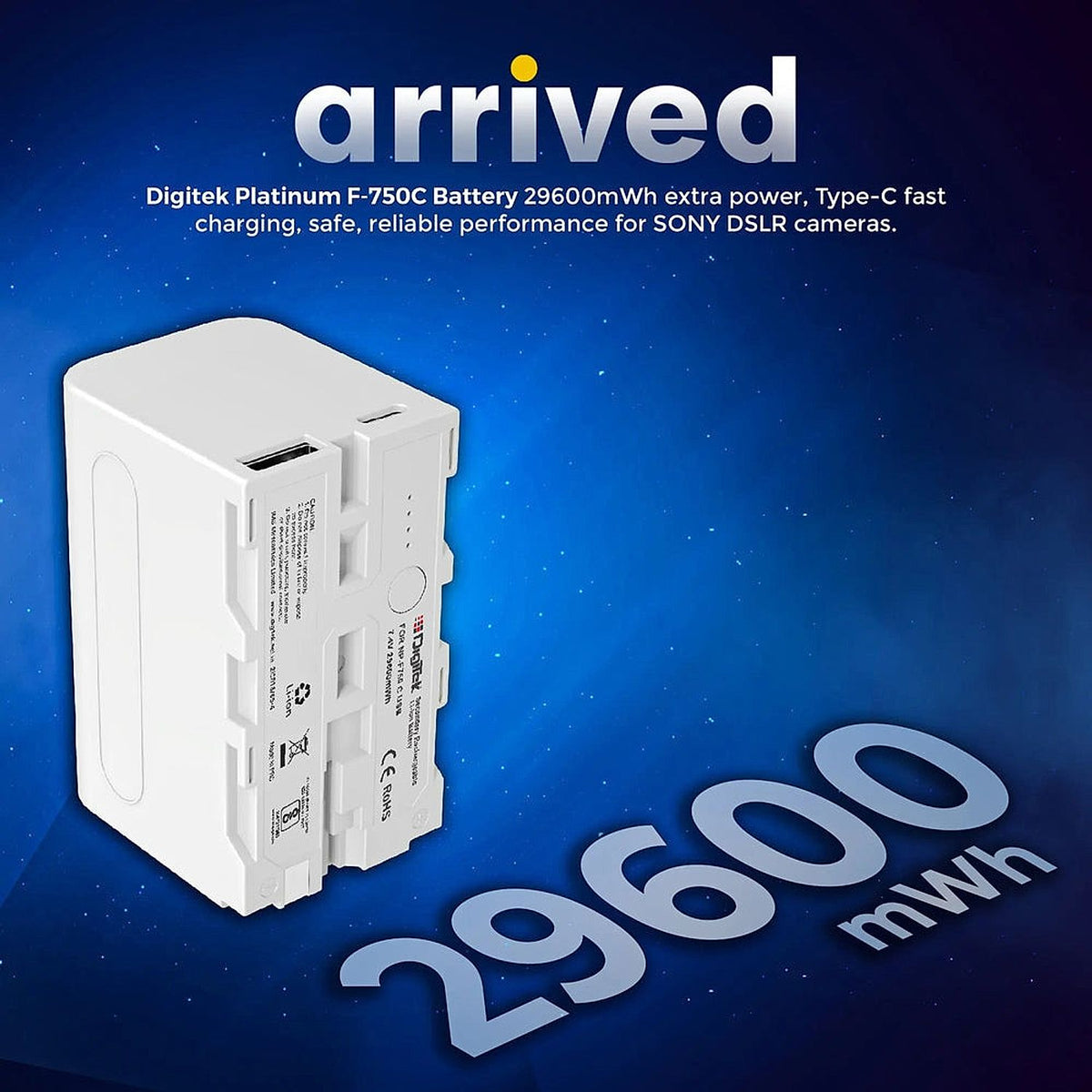 Digitek NP-F750C USB 6000mAh rechargeable battery alternate view